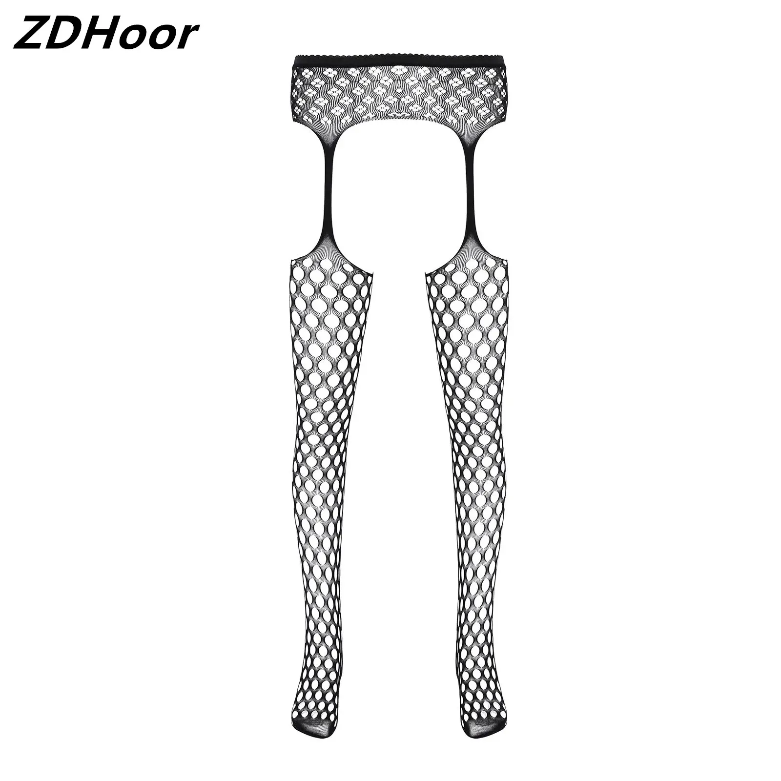 

Stretchy Hollow Out Fishnet Stockings Tights Seethrough Crotchless Pantyhose Nightwear for Lingerie Night Club Stage Performance