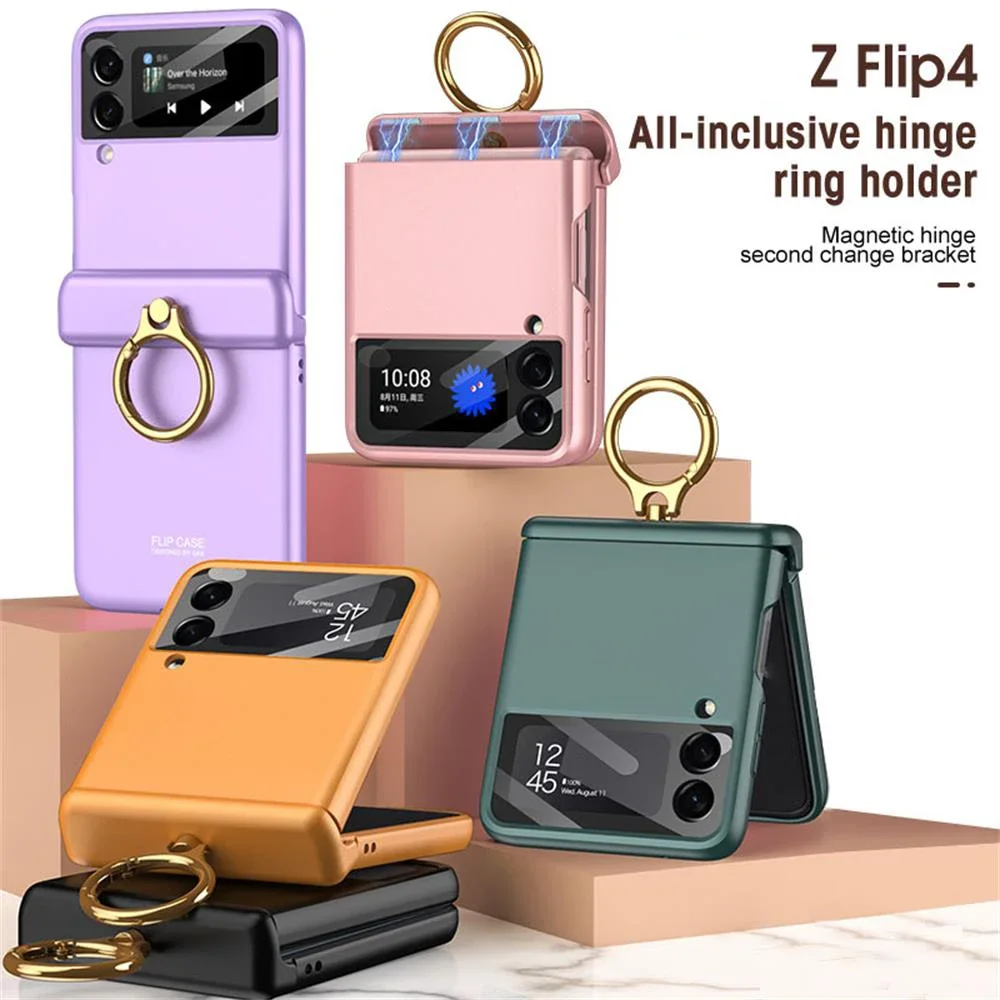 

Shockproof Armor Case for Samsung Galaxy Z Flip 4 5G Magnetic Hinge Cover Ring Bracket Stand Case for Samsung Z Flip4 Hinge Case