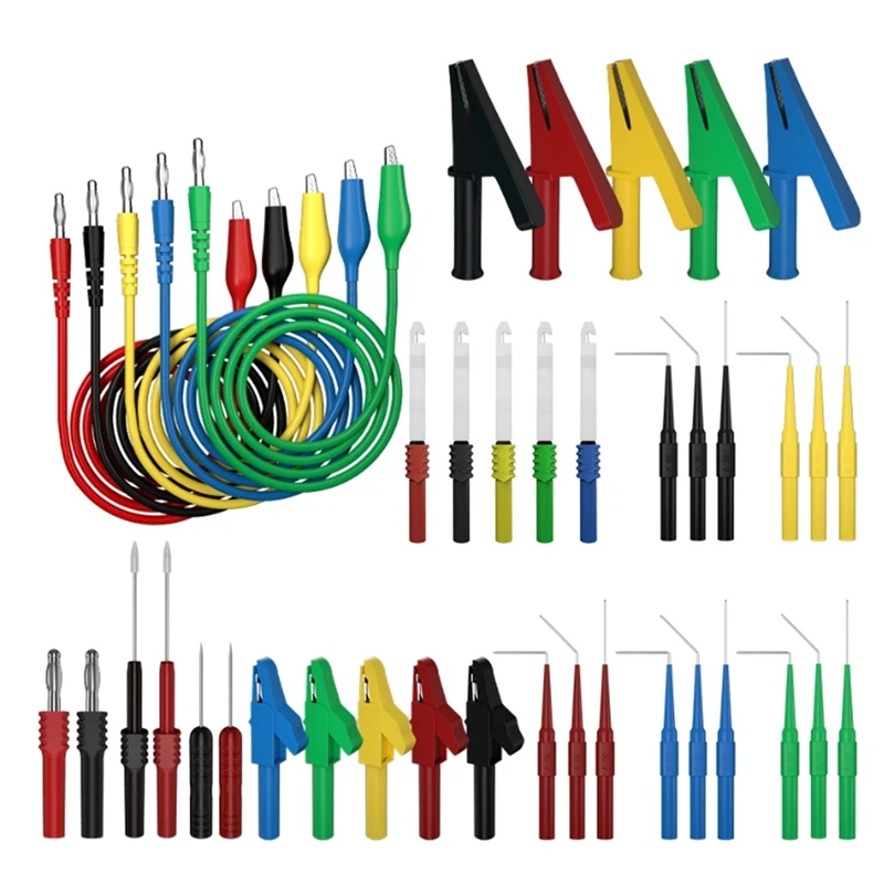 

41PCS Multimeter Test Lead Kit 4MM Banana Plug To Alligator Clip Test Lead With Wire Piercing Probes Alligator Clip Durable