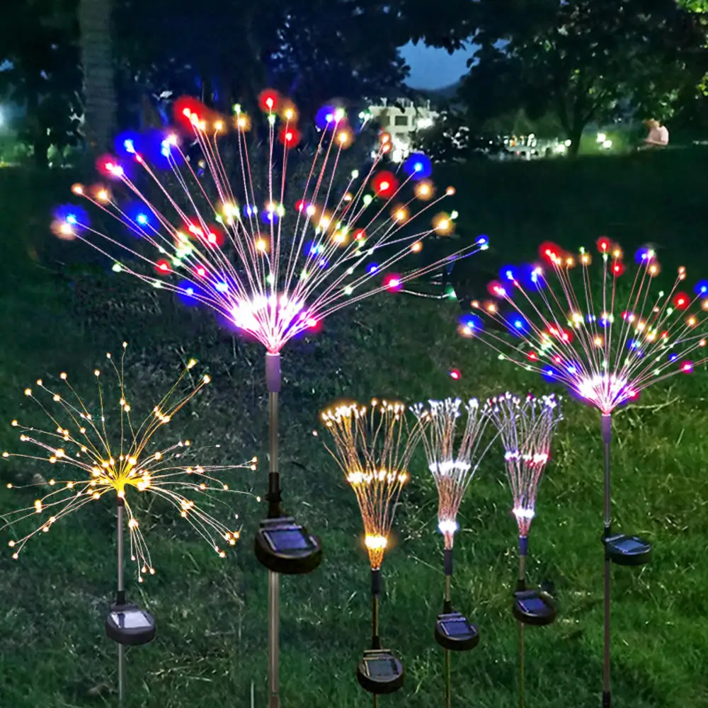 

LED Solar Powered Firework Lights Outdoor Waterproof 120 LED Garden Light for Walkway Pathway Backyard Christmas Party Decor