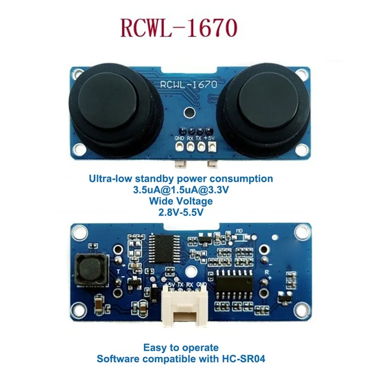 RCWL-1670 Waterproof Transceiver Split Ultrasonic Ranging Module 2cm-400cm Distance DC3-5V For Water Level Measurement
RCWL-1670 Waterproof Transceiver Split Ultrasonic Ranging Module 2cm-400cm Distance DC3-5V For Water Level Measurement