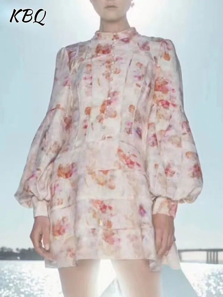 KBQ-Printing Slim Dresses for Women, Stand Collar, Lantern Sleeve, High Waist, Single Breasted, Elegant Mini Dress, Female, New
KBQ-Printing Slim Dresses for Women, Stand Collar, Lantern Sleeve, High Waist, Single Breasted, Elegant Mini Dress, Female, New