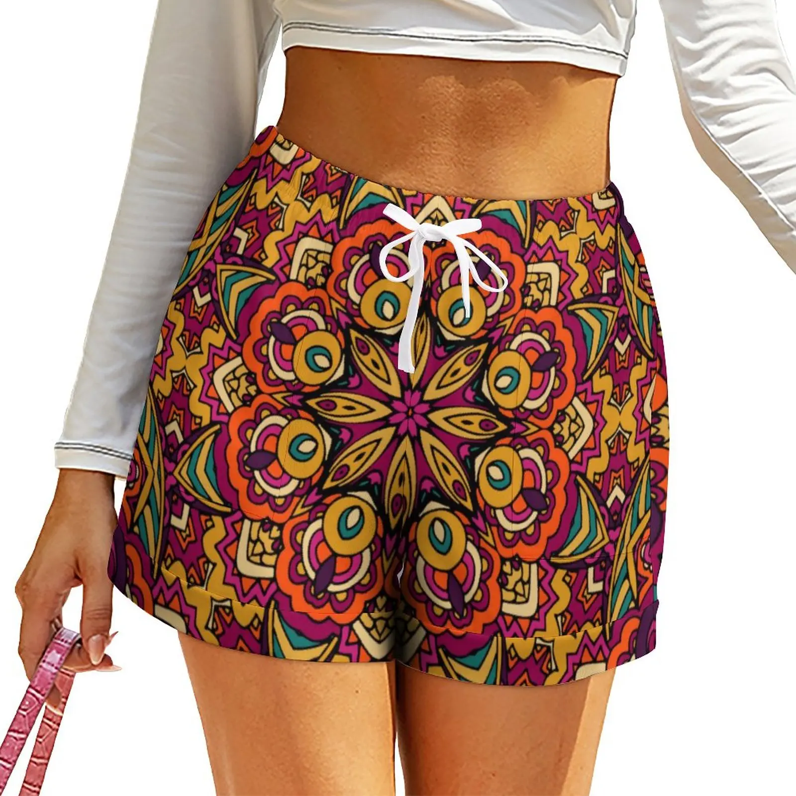 

Ethnic Tribal Print Shorts High Waist Vintage Floral Graphic Shorts Pockets Summer Sport Oversize Short Pants Casual Bottoms