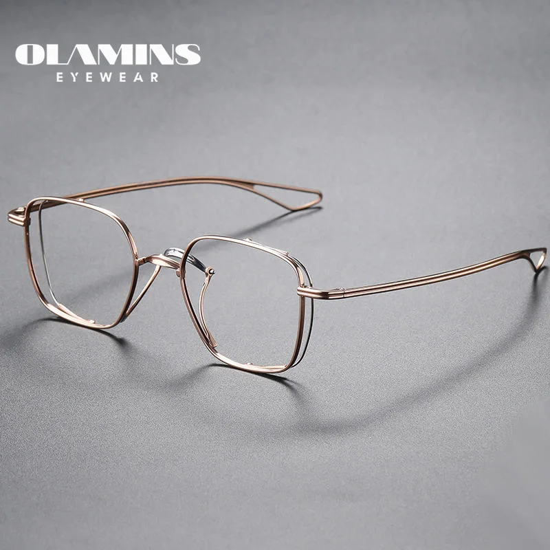 

OLAMINS​ Designer Delicate Handmade Personal Fashion Optics Brilliant Pictures Titanium Eyeglasses Frame 124