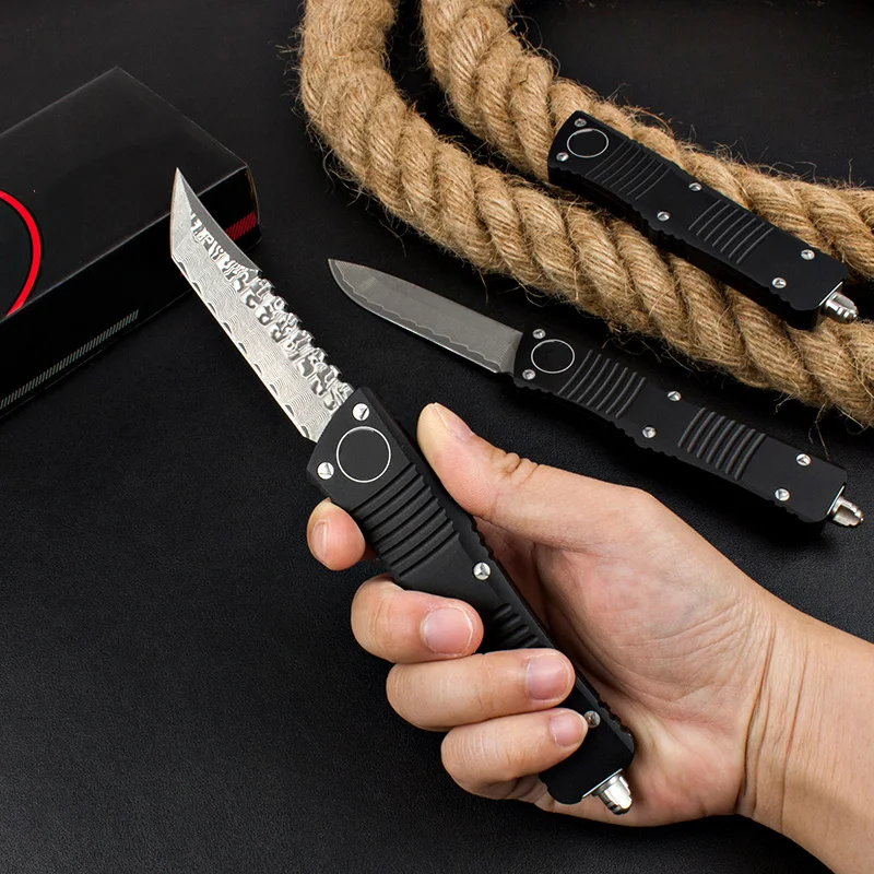 Micro OTF Tech Knife Damascus Blade 59HRC Hardness Aluminum Alloy Handle Outdoor Camping Self Defense Fruit Knife A11
Micro OTF Tech Knife Damascus Blade 59HRC Hardness Aluminum Alloy Handle Outdoor Camping Self Defense Fruit Knife A11