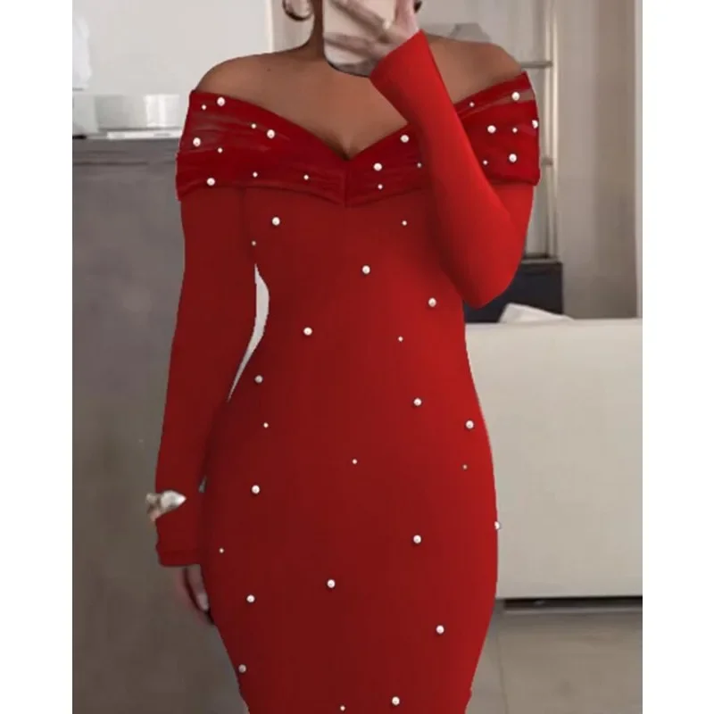 Stitching Off-Shoulder Dress High Waist Slash Collar Trend Sexy Midi Dress Women Long Sleeve Solid Lace Sexy Bodycon Dress
Stitching Off-Shoulder Dress High Waist Slash Collar Trend Sexy Midi Dress Women Long Sleeve Solid Lace Sexy Bodycon Dress