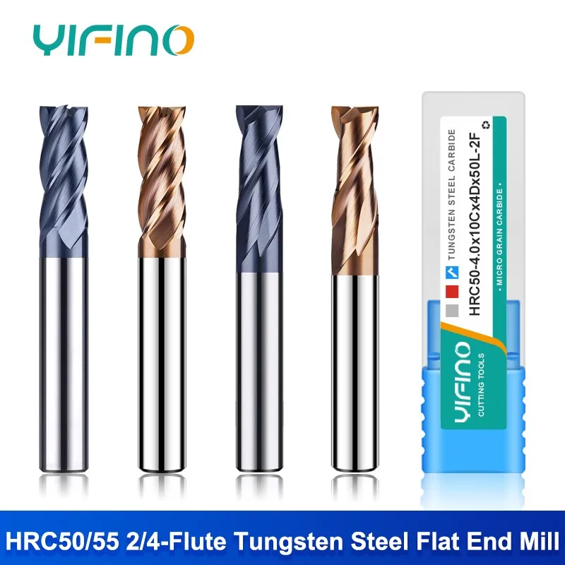 YIFINO HRC50 HRC55 2/4F Nano Coating Flat Bottom Endmills Tungsten Steel Carbide Milling Cutter CNC Mechanical Maching Tools
YIFINO HRC50 HRC55 2/4F Nano Coating Flat Bottom Endmills Tungsten Steel Carbide Milling Cutter CNC Mechanical Maching Tools