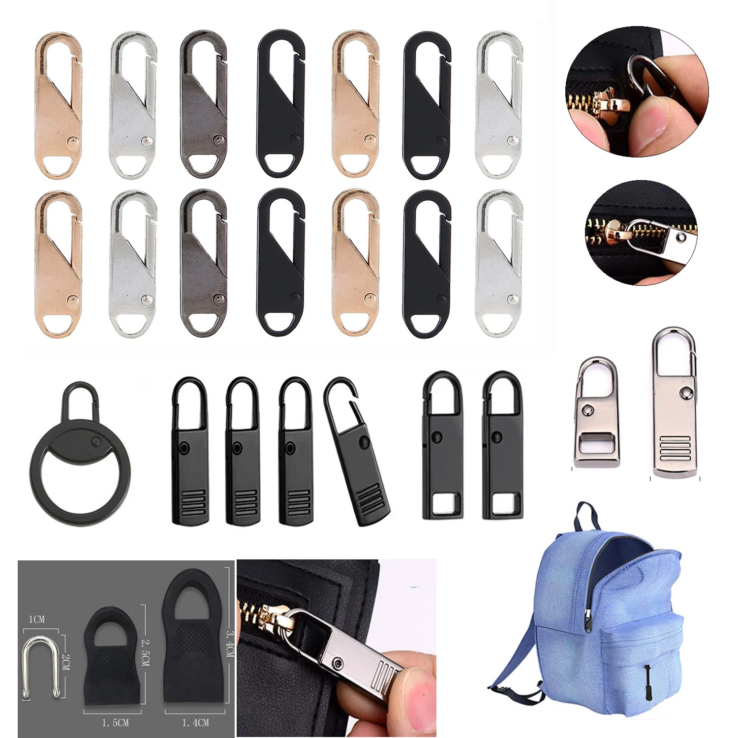 5Pcs Metal Zipper Slider Puller Instant Zipper Repair Kit Replacement For Broken Buckle Travel Bag Zipper Head DIY Sewing Crafts
5Pcs Metal Zipper Slider Puller Instant Zipper Repair Kit Replacement For Broken Buckle Travel Bag Zipper Head DIY Sewing Crafts