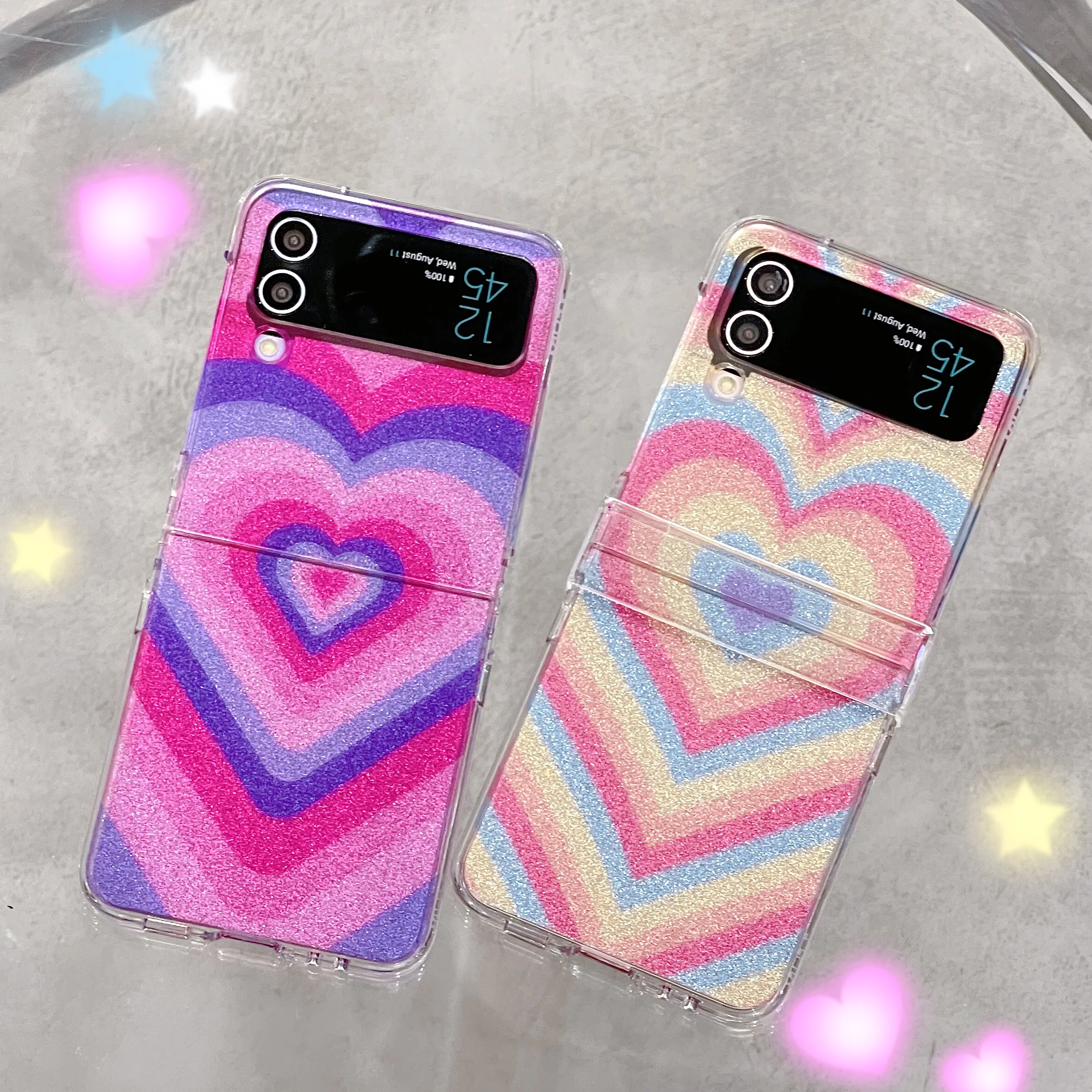 For Samsung Galaxy Z Flip 4 3 5G Case Silver Glitter Colorful Gradient Love Heart Bracelet Folding PC Hard Back Case Accessories
For Samsung Galaxy Z Flip 4 3 5G Case Silver Glitter Colorful Gradient Love Heart Bracelet Folding PC Hard Back Case Accessories