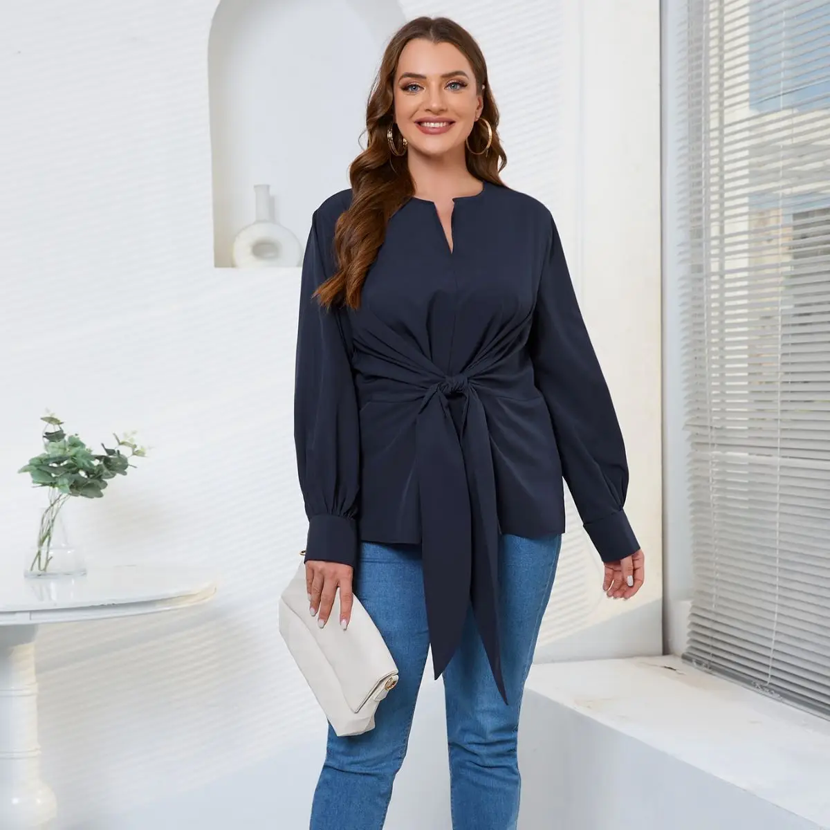 Plus Size Women Navy Autumn Shirts Cotton Ladies OL Clothing Long Sleeve Casual Botton Top Blouse With Belt
Plus Size Women Navy Autumn Shirts Cotton Ladies OL Clothing Long Sleeve Casual Botton Top Blouse With Belt