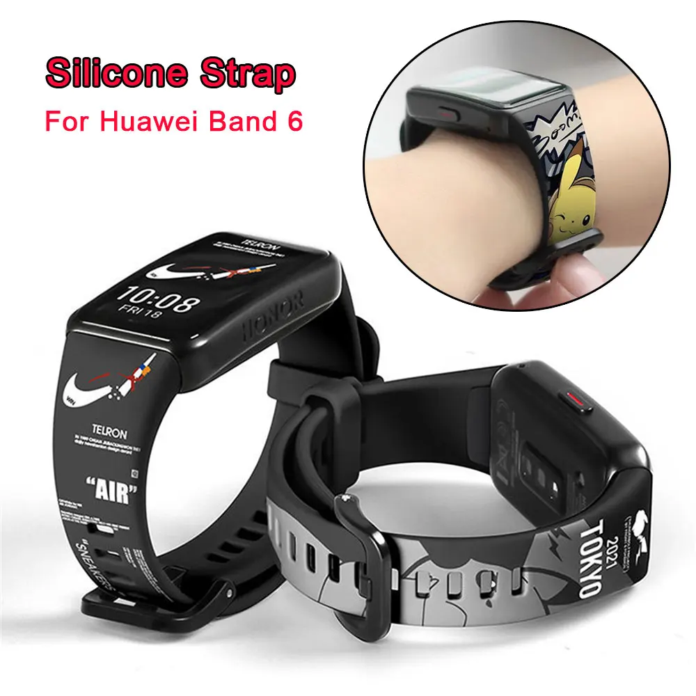 Силиконовый ремешок для смарт-часов Huawei Honor Band 6, мягкий сменный Браслет с мультяшным принтом, аксессуары для наручных часов
Силиконовый ремешок для смарт-часов Huawei Honor Band 6, мягкий сменный Браслет с мультяшным принтом, аксессуары для наручных часов