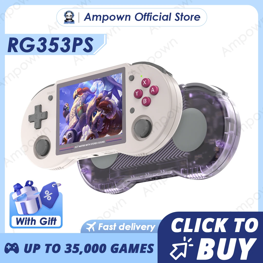 

ANBERNIC RG353PS Retro Game Console 3.5inch IPS Screen Video Game Console Supports Wifi Wireless Controller Built-in 35000 Games