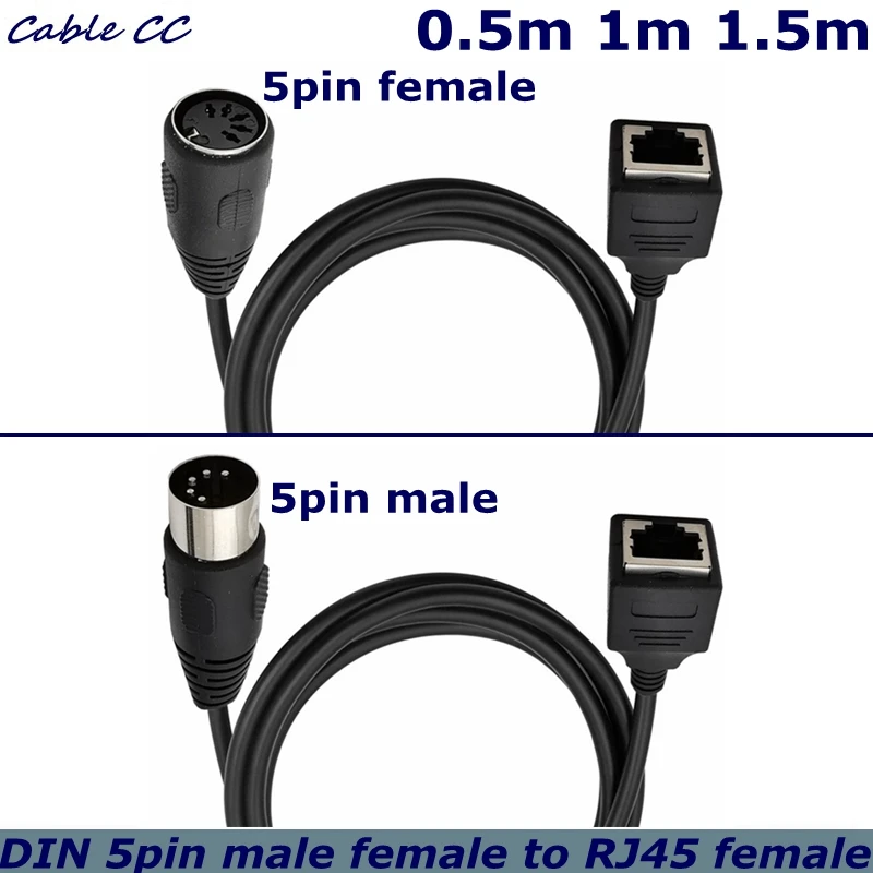 

Large DIN 5pin Male to Female to RJ45 Female 8p8c Audio Connection Cable MIDI to RJ45 Adapter Cable 50cm 100cm 150cm Cable