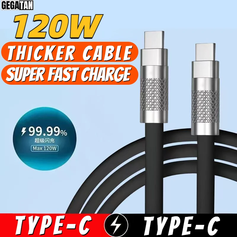 GEGATAN120W 7A Super Fast Charge Cable Type-C To Type-c Charger Zinc alloy Liquid Silicone Cable for Xiaomi Huawei OPPO 1m1.5m2m
GEGATAN120W 7A Super Fast Charge Cable Type-C To Type-c Charger Zinc alloy Liquid Silicone Cable for Xiaomi Huawei OPPO 1m1.5m2m
