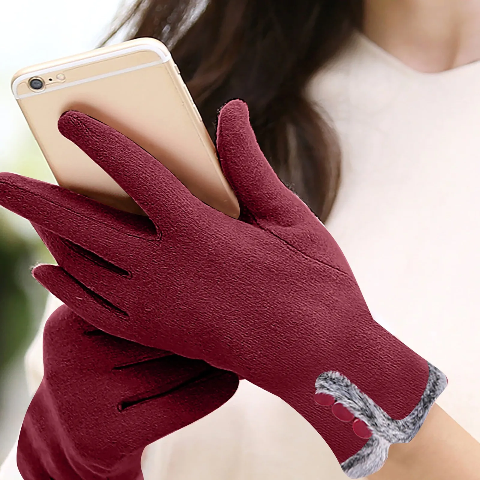 

1 Pairs Women'S Winter Warm Screen Gloves Windproof Wool Fleece Lined Touchscreen Texting Mittens For Women перчатки женские