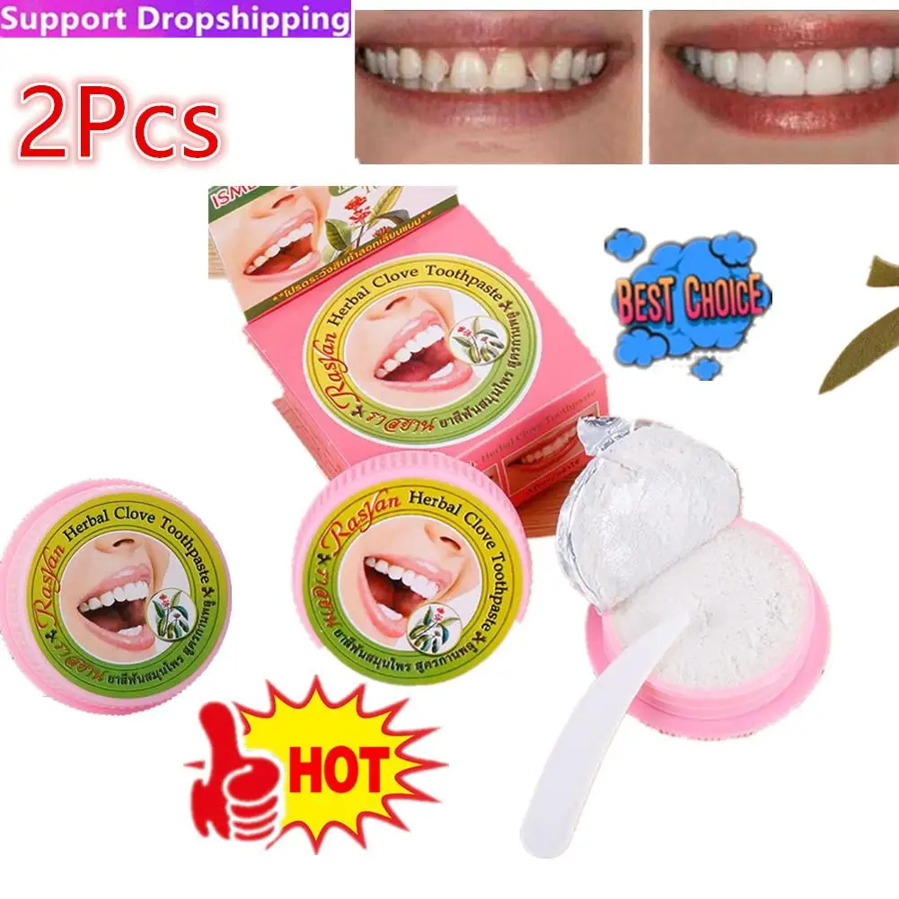 2X Natural Herbal Clove Thailand Toothpaste Tooth Whitening Powder Oral Hygiene Cleaning Toothbrush Plaque Tartar Removal Stains 
2X Natural Herbal Clove Thailand Toothpaste Tooth Whitening Powder Oral Hygiene Cleaning Toothbrush Plaque Tartar Removal Stains