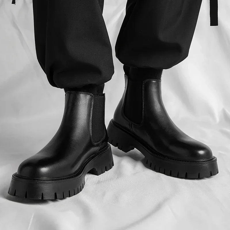 Thick Soled Shoes Men's Increase Boots Social Leather Winter Short Boots Business Boots Leather Plush Round Toe Shoes
Thick Soled Shoes Men's Increase Boots Social Leather Winter Short Boots Business Boots Leather Plush Round Toe Shoes