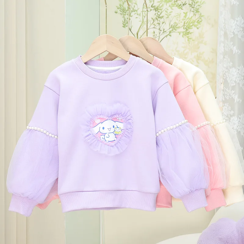 

Kawaii Anime Sanrio Cinnamoroll My Melody Kuromi Autumn and Winter Girls Plus Fleece Warm Sweater Cartoon Cute Bottoming Shirt