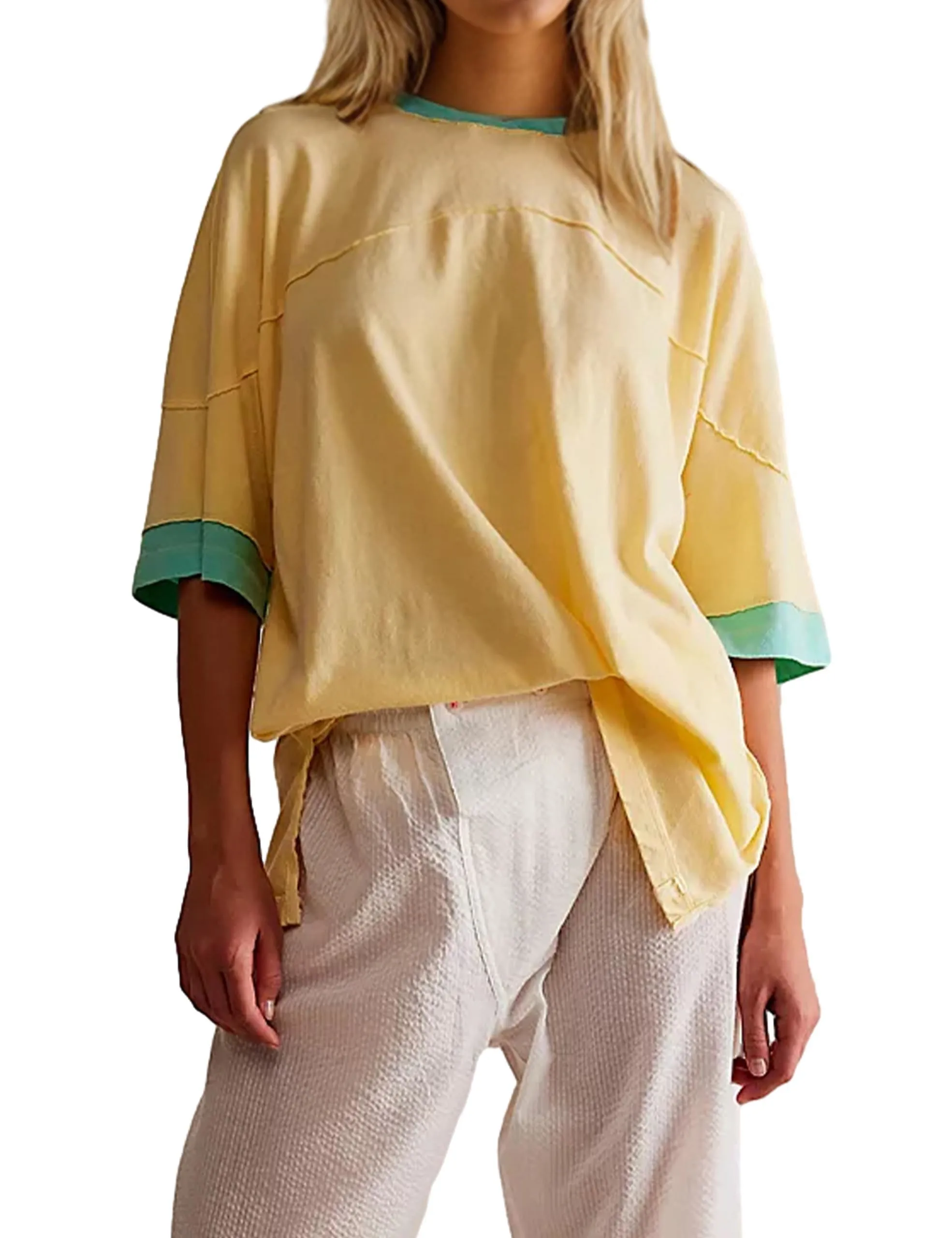 Women Color Block Y2K Oversized T Shirts Short Sleeve Round Neck Split Side Patchwork Loose Fit Summer Tee Tops
Women Color Block Y2K Oversized T Shirts Short Sleeve Round Neck Split Side Patchwork Loose Fit Summer Tee Tops