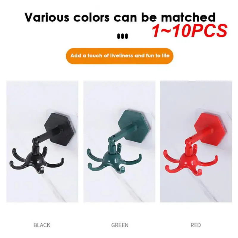 

1~10PCS New Creative Rotatable Five-claw Hook Multifunction Home Wall Door Hook Handbag Clothes Bag Hanger Kitchen Gadgets