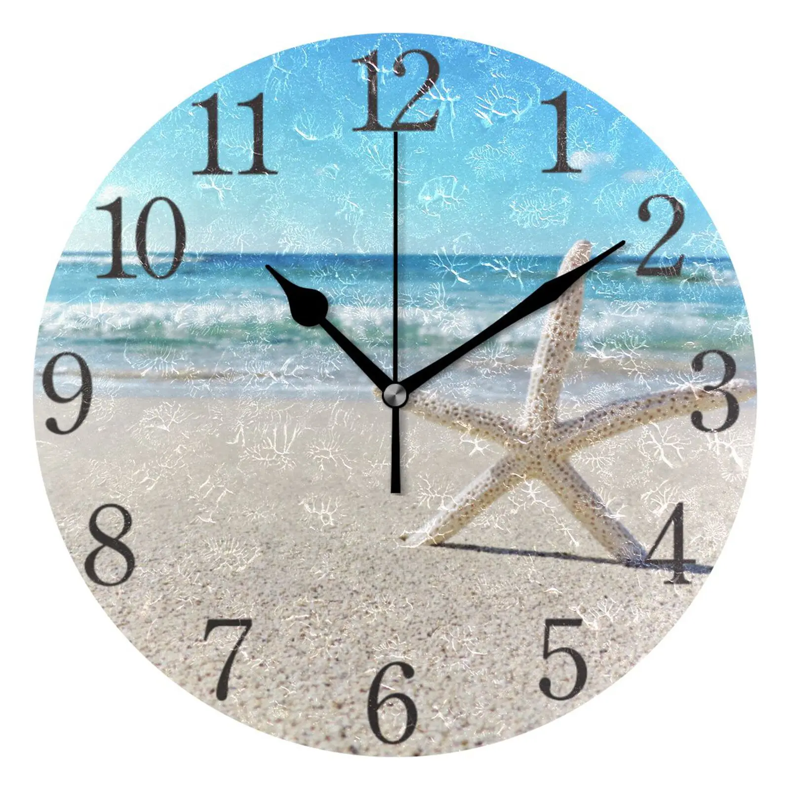 Round Wall Clock Arabic Numerals Design Starfish On The Beach Silent Non-Ticking Haning Wall Watch For Living Room Bedroom Decor
Round Wall Clock Arabic Numerals Design Starfish On The Beach Silent Non-Ticking Haning Wall Watch For Living Room Bedroom Decor