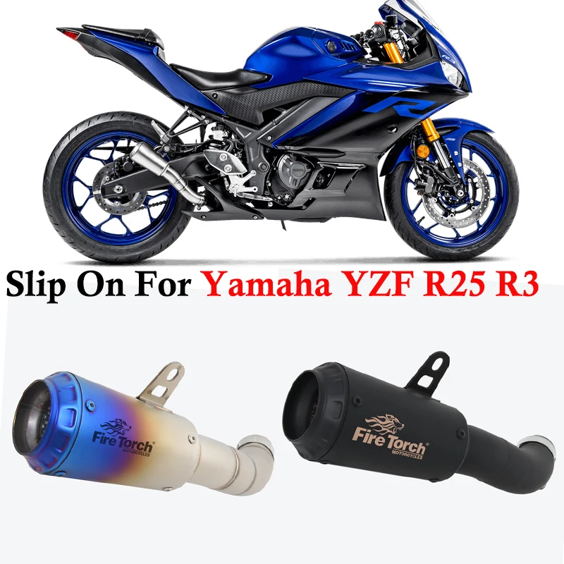

Slip On For YAMAHA YZF-R3 R3 R25 MT-03 MT03 R30 MT-25 Motorcycle Exhaust Escape Full Systems Muffler Middle Link Pipe With Laser