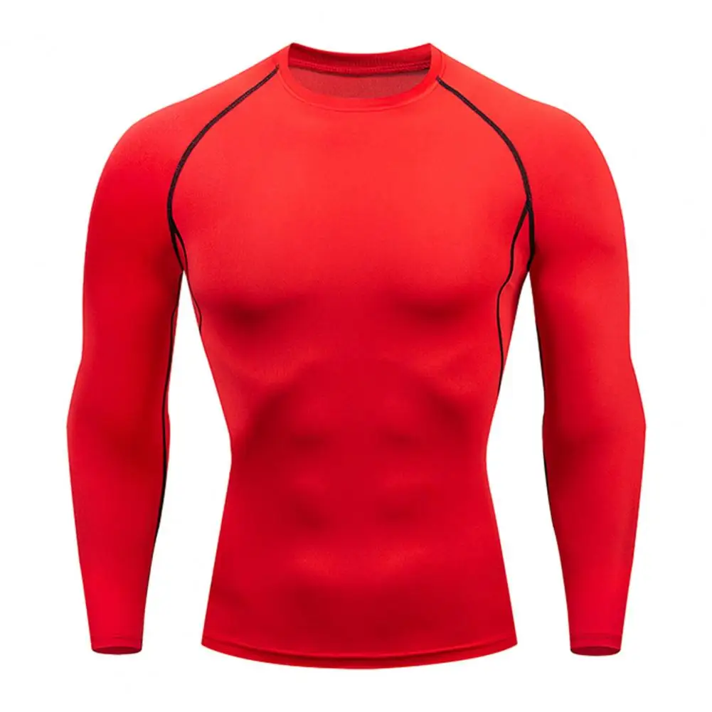 

Men Long Sleeve Tops Quick-drying Long Sleeve Men's Fitness T-shirt O-neck Skinny Fit Sports Top Tight Running Training