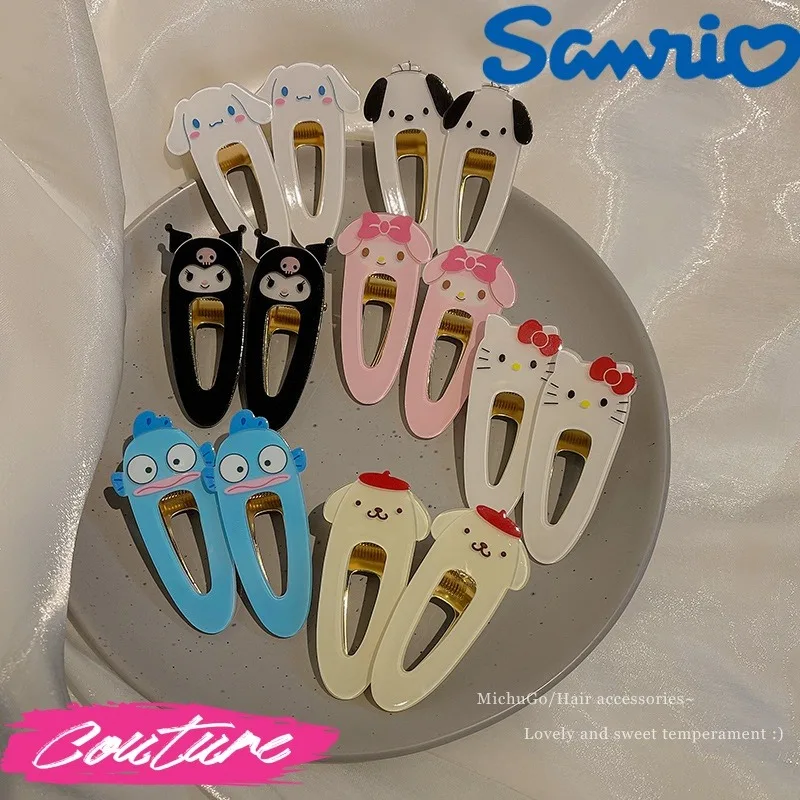 

Sanrio Hello Kitty Hair Clip Action Anime Figures Kuromi Melody Theme Student Cartoon Hair Accessories Children's Birthday Gifts