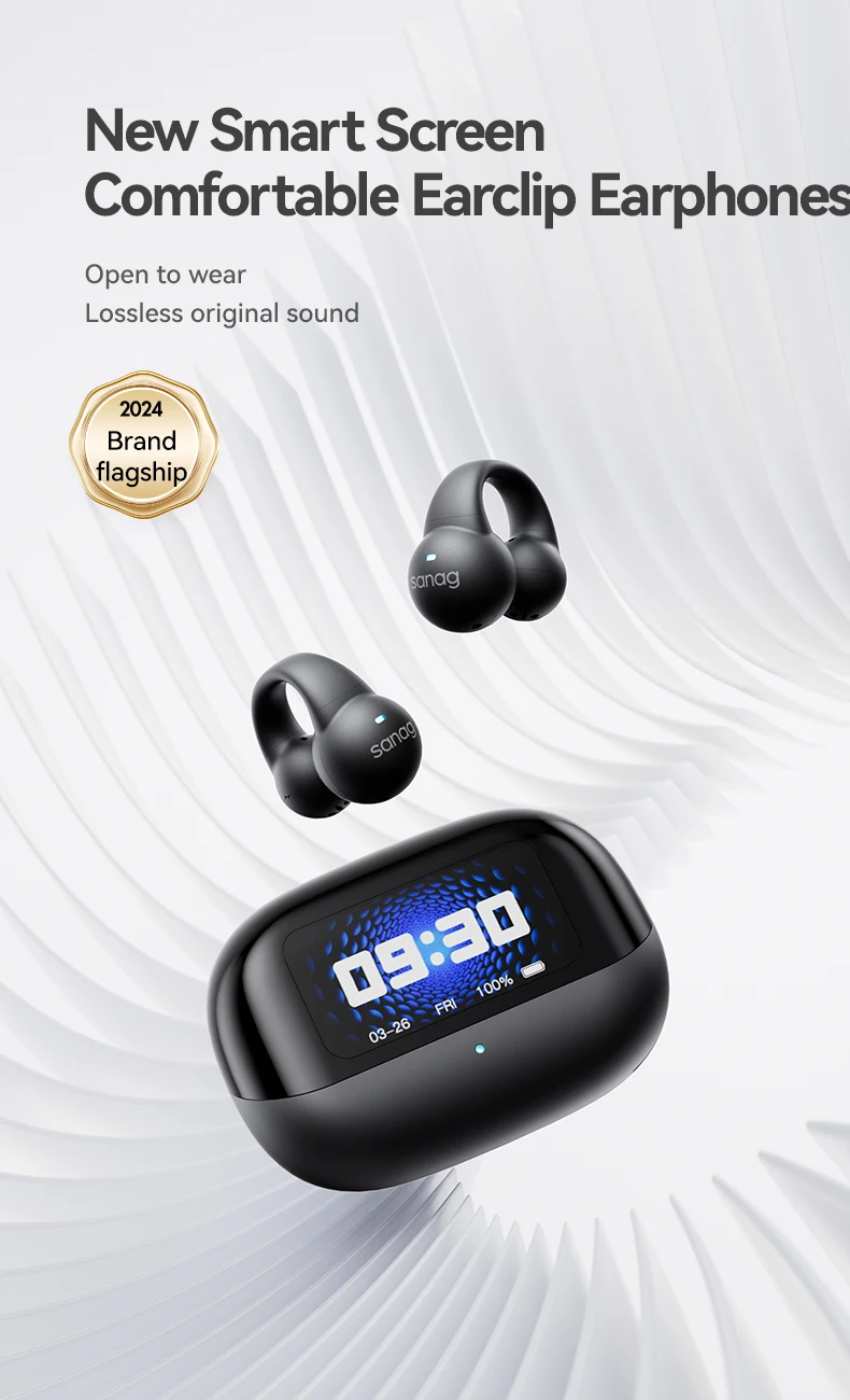 Sanag S2 Pro Smart Screen Bluetooth Earphone Ear Clip Headset Wireless Open Ear TWS Sports Headphones Hifi Sound Earclip Earbuds Sanag S2 Pro Smart Screen Bluetooth Earphone Ear Clip Headset Wireless Open Ear TWS Sports Headphones Hifi Sound Earclip Earbuds