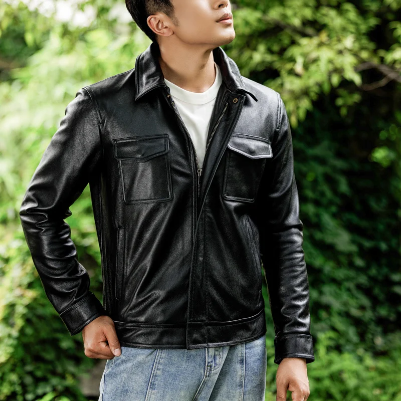 Layer DL-1826 Natural First Cowhide Jacket Men's Youth Retro Stone Milled Old Leather Jacket Fashion Jacket Lapel
Layer DL-1826 Natural First Cowhide Jacket Men's Youth Retro Stone Milled Old Leather Jacket Fashion Jacket Lapel