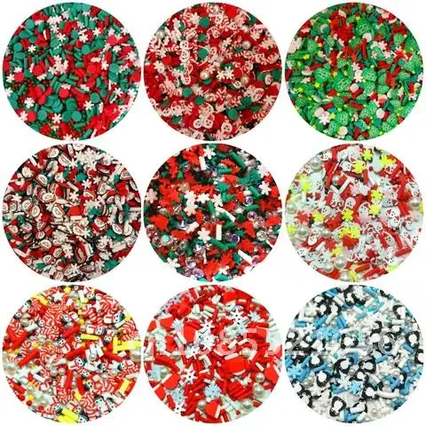 

Polymer Clay Christmas Slices Slime Flake Sprinkle Resin Jewelry Crafts DIY Elk Snowflakes Xmas Nail Art Glitter Accessories
