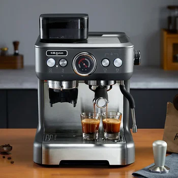 Donlim 반자동 커피 머신, 가정용 그라인딩 머신, 이탈리아 그라인딩 금속 바디, 스팀 우유 거품 DL-5700P