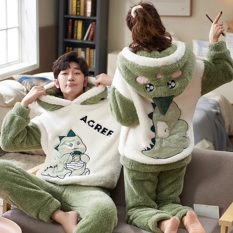 Couples Pajamas Sets Women Men Winter Thicken Pyjamas Sleepwear Cartoon Dinosaur Korean Lovers Homewear Soft Warm Pijama Hoodies 
Couples Pajamas Sets Women Men Winter Thicken Pyjamas Sleepwear Cartoon Dinosaur Korean Lovers Homewear Soft Warm Pijama Hoodies