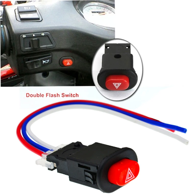 

12V ~ 24V Motorcycle Switch Hazard Light Switch Button Double Flash Warning Emergency Lamp Signal Flasher with 3 Wires Built-in