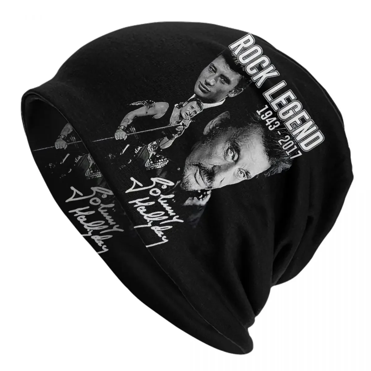 

Johnny Hallyday Skullies Beanies Caps Men Women Unisex Outdoor Winter Warm Knitted Hat Adult France Rock Singer Bonnet Hats