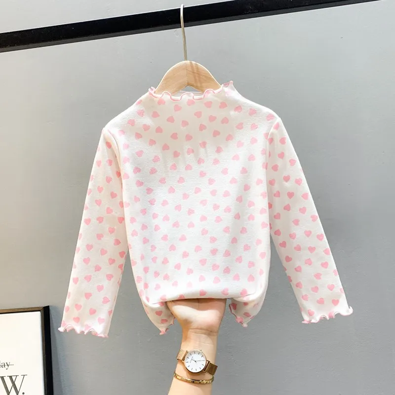 

FINEPAT Cotton Baby Girls T-Shirt Long Sleeve Spring Kids Turtleneck Bottoming TShirts for Children Girl Tops Clothes