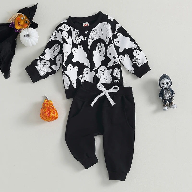 Baby Boys Kids Outfits Halloween Clothes Long Sleeve Ghost Print Sweatshirts Tops and Lace-up Sweatpants Toddler Boy Fall Sets
Baby Boys Kids Outfits Halloween Clothes Long Sleeve Ghost Print Sweatshirts Tops and Lace-up Sweatpants Toddler Boy Fall Sets