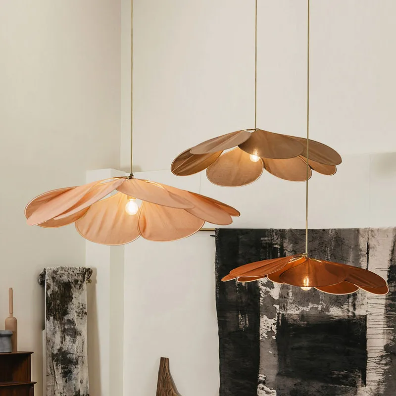 

Wabi sabi pendant light Creative fabric lampshade Art Precieuse Petals Lamp Restaurant Bedroom indoor kitchen island light