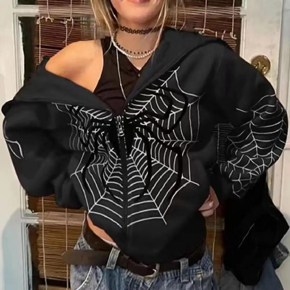 Sweatshirt Spider-web Printed Gothic Style Women's Hoodies Vintage Zip-up Jackets for Autumn/winter Streetwear Punk Coat Spider
Sweatshirt Spider-web Printed Gothic Style Women's Hoodies Vintage Zip-up Jackets for Autumn/winter Streetwear Punk Coat Spider