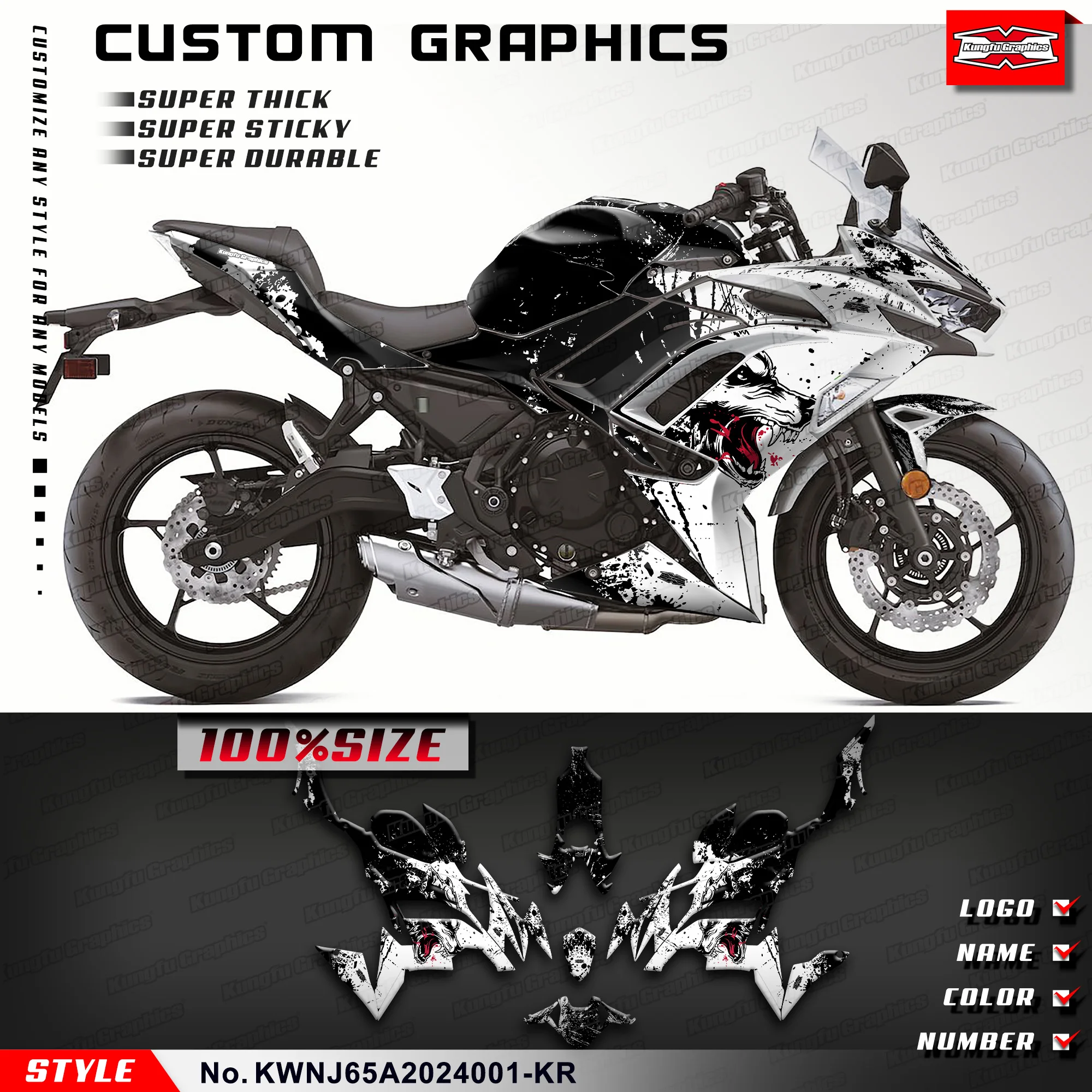 KUNGFU графика Спорт велосипед Декор виниловые наклейки комплект для Kawasaki Ninja 650 2020 2021 2022 2023 KWNJ65A2024001-KR
KUNGFU графика Спорт велосипед Декор виниловые наклейки комплект для Kawasaki Ninja 650 2020 2021 2022 2023 KWNJ65A2024001-KR