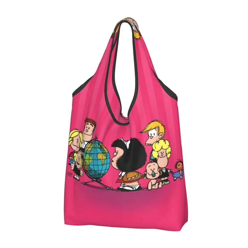 Custom Vintage Mafalda Manga Grocery Shopping Bag 153 S4974b7b8d2b34954af9c08c6220f1b507