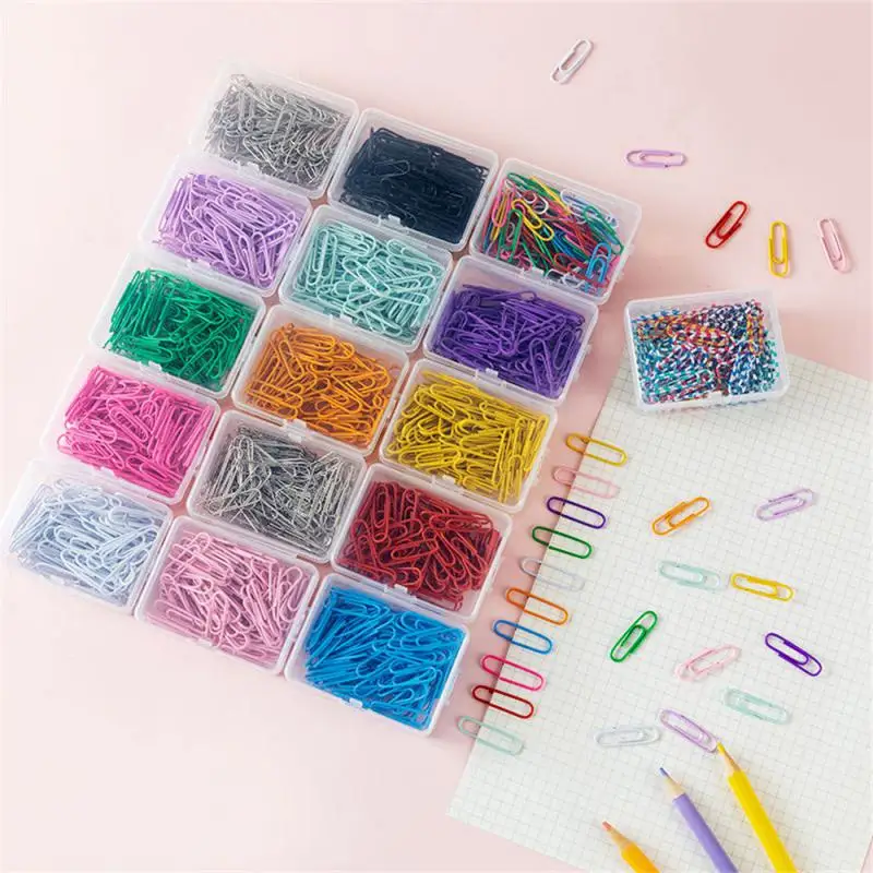 

Box Colored Paper Clip Metal Clips Memo Clip Bookmarks Stationery Office Accessories School Supplies Length 18mm/50mm