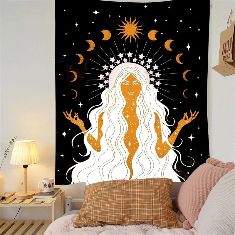 Moon Phase Girl Tapestry Wisdom