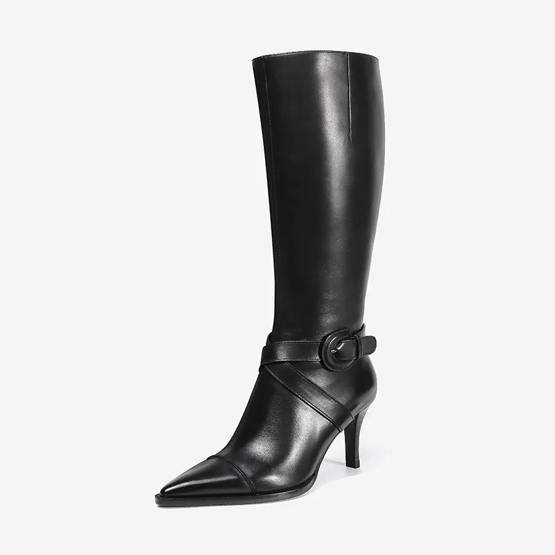 High quality all cowhide fashionable knight boots with pointed high heels and genuine leather high barrel riding boots
High quality all cowhide fashionable knight boots with pointed high heels and genuine leather high barrel riding boots