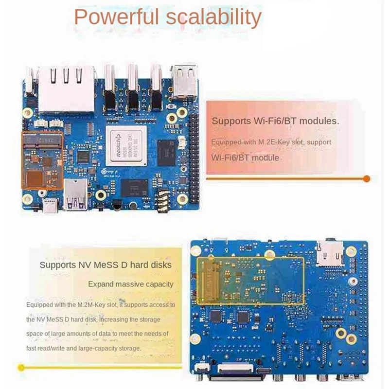 

For Orange Pi 5 Plus 16GB RAM RK3588 Octa-Core 64-Bit Supports 8K Video 2.5G Wifi6 BT Module With Accessories Blue US Plug