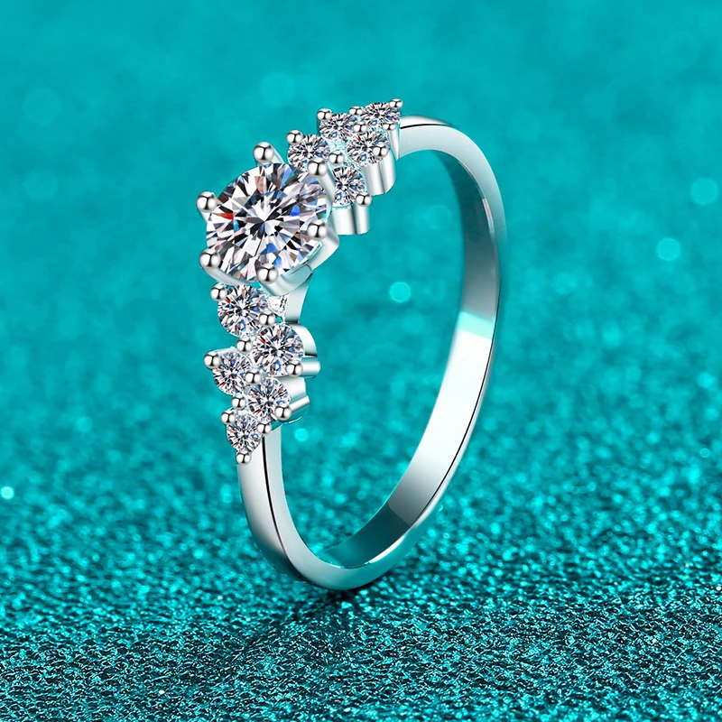 NeeTim 0.5ct 5mm Moissanite Ring for Women 925 Sterling Silver with White Gold Plated Lab Diamond Wedding Gemstone Bride Rings 4 S497a1e4e95c342778e9e48e4f963ed82u