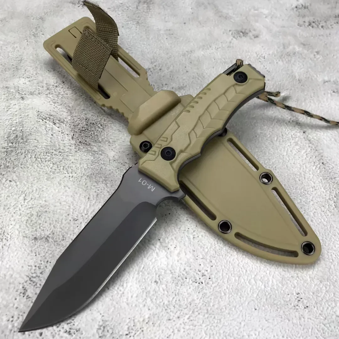 

Topps M01 Tactical Military Fixed Blade Knife AUS-8A Steel Nylon Handle Survival Combat Rescue Knives Self Defense ABS Sheath