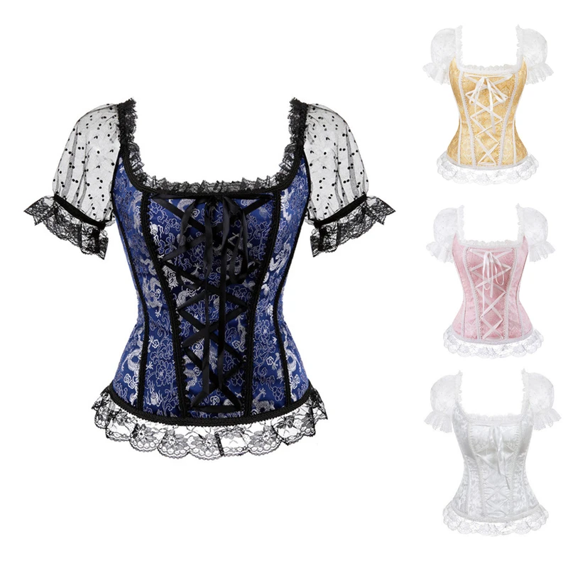Sexy Princess Costume Short Sleeves Lace Up Corset Bustier Top Boned Waist Trainer Lingerie Overbust Corsets Gothic Body Shaper
Sexy Princess Costume Short Sleeves Lace Up Corset Bustier Top Boned Waist Trainer Lingerie Overbust Corsets Gothic Body Shaper