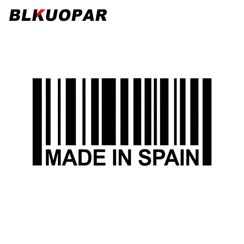 

BLKUOPAR Custom Country Barcode Made In Spain Car Sticker Personality Decal Air Conditioner RV Trunk Die Cut Trunk Car Styling