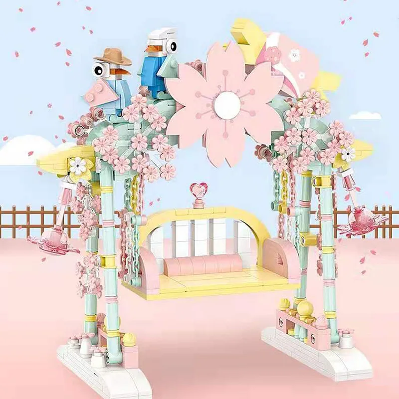 Мини-качели, строительные блоки, детские развивающие новые и экзотические игрушки, собранные розовые строительные блоки, детская игрушка, подарок 
Мини-качели, строительные блоки, детские развивающие новые и экзотические игрушки, собранные розовые строительные блоки, детская игрушка, подарок